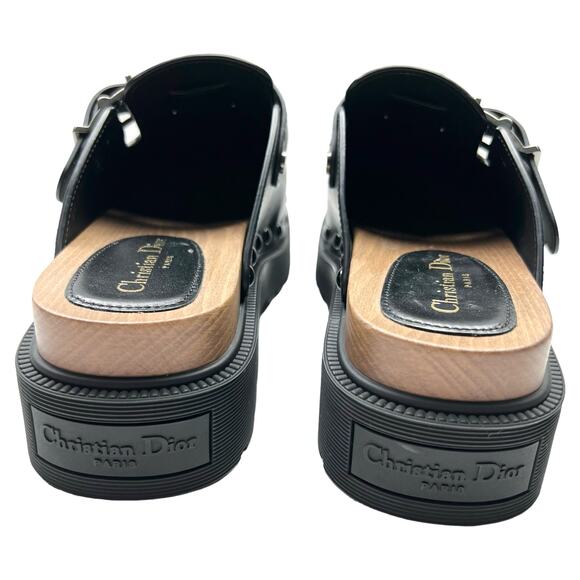 CHRISTIAN DIOR Diorquake Studded Clog EU 41 US 11 Black Buckle Lug Sole Mules - Picture 4 of 15